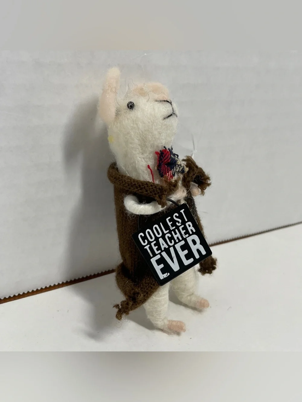 Primitives By Kathy Felt Mice Ornament “Coolest Teacher Ever ” Critter, Male